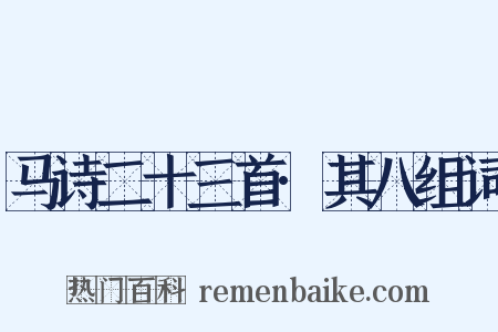 马诗二十三首·其八组词是什么意思的图片